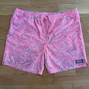 Vineyard Vines 7" Men's Chappy Swim Trunk in Pink Island Print